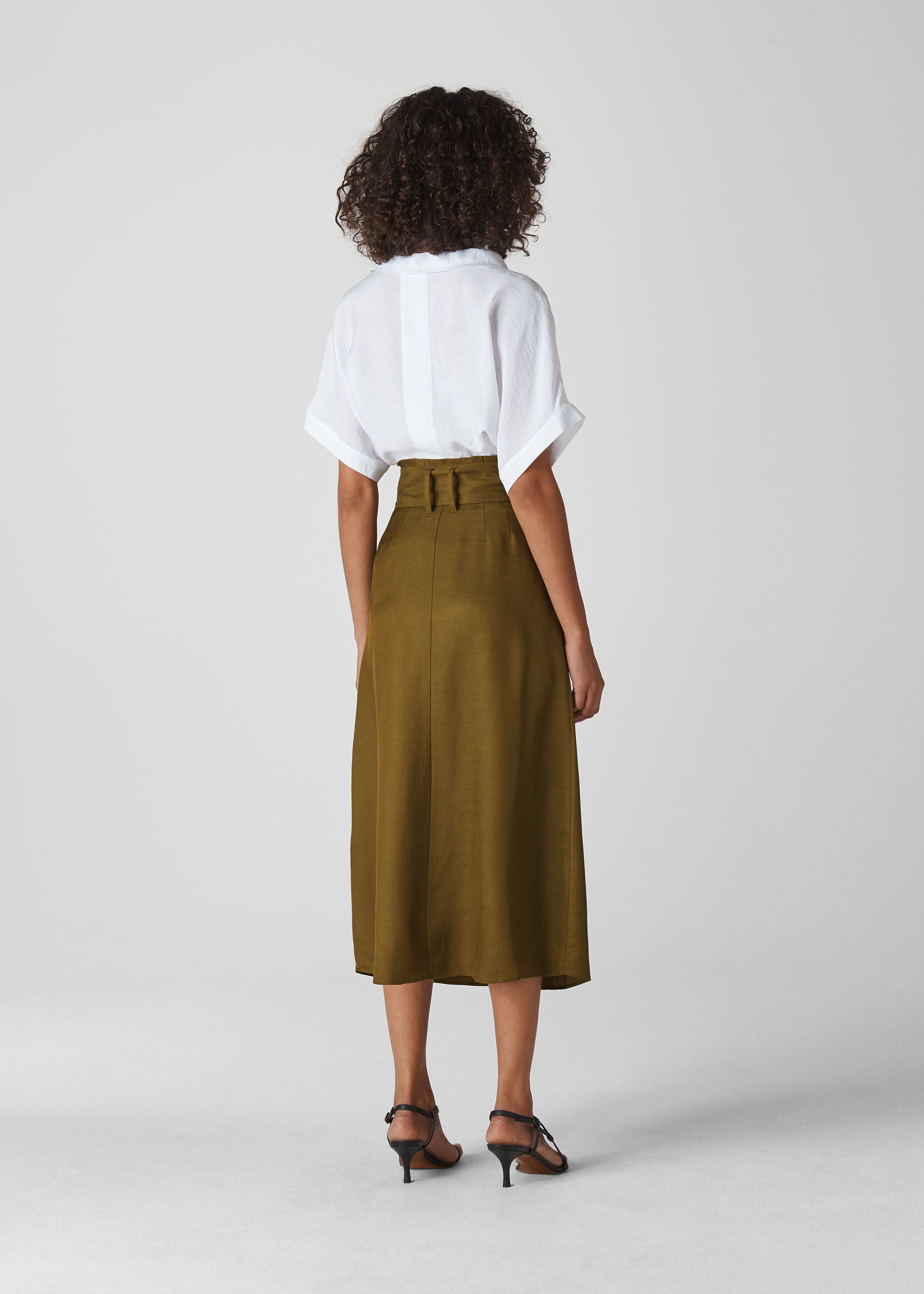 khaki skirt below knee