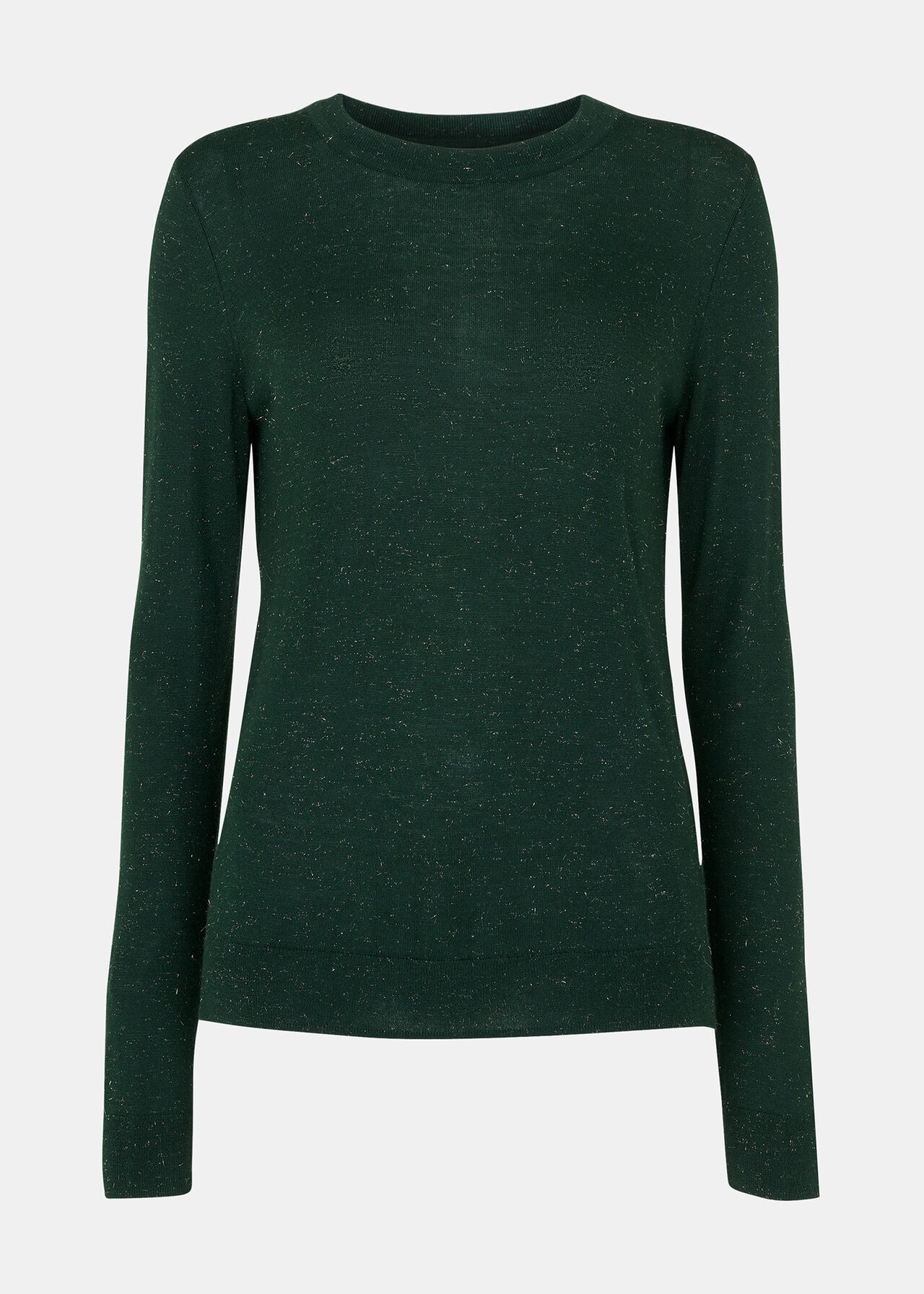 Whistles Annie Sparkle Crew Neck Dark Green Whistles Annie Sparkle Crew Neck Dark Green