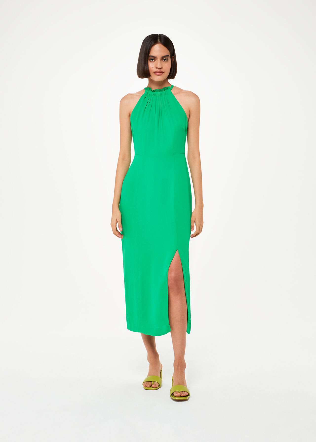 Green Eliza Halterneck Midi Dress | WHISTLES | Whistles UK
