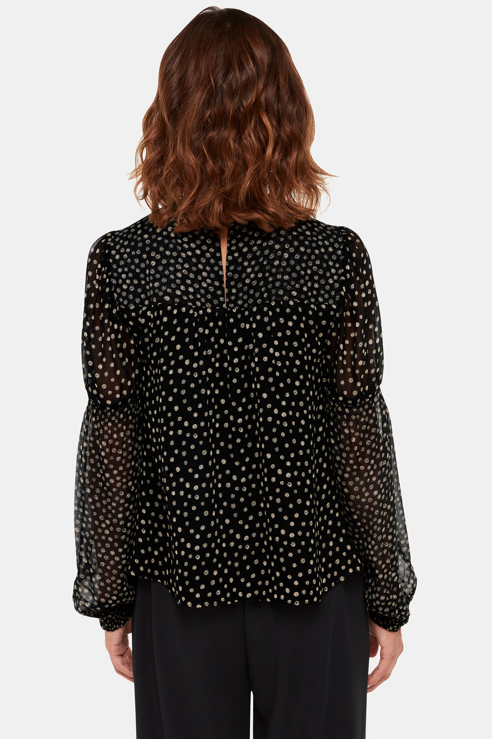 Speckled Polka Dot Shirred Top
