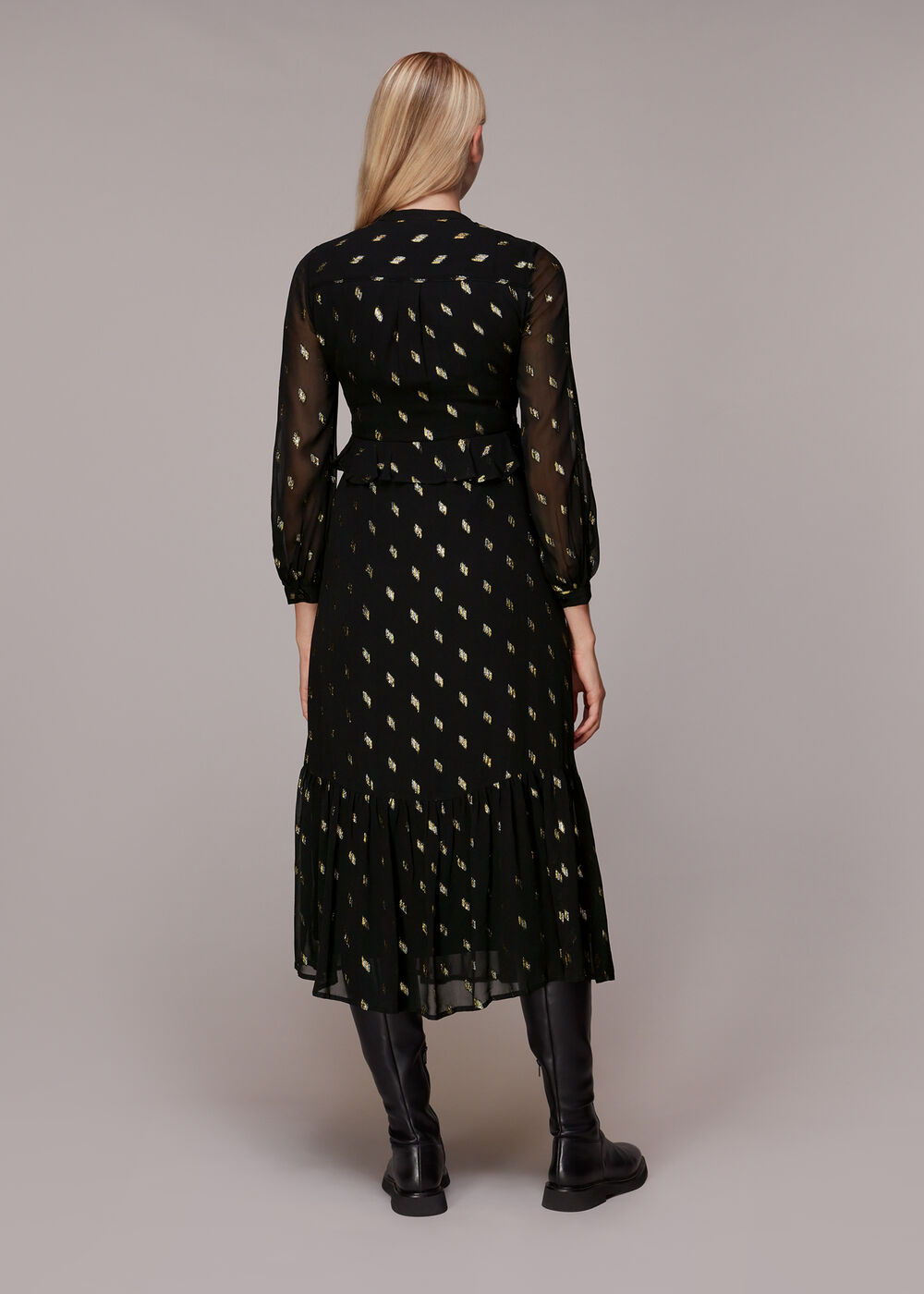 Dobby Metallic Midi Dress