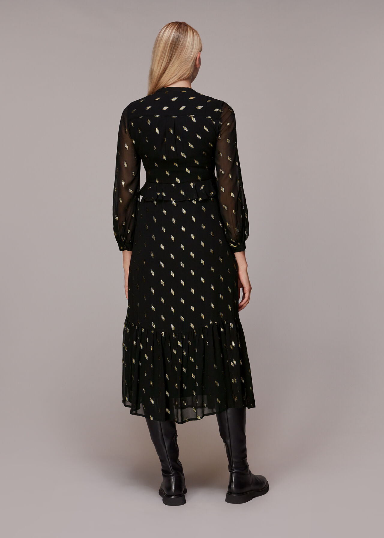 Dobby Metallic Midi Dress