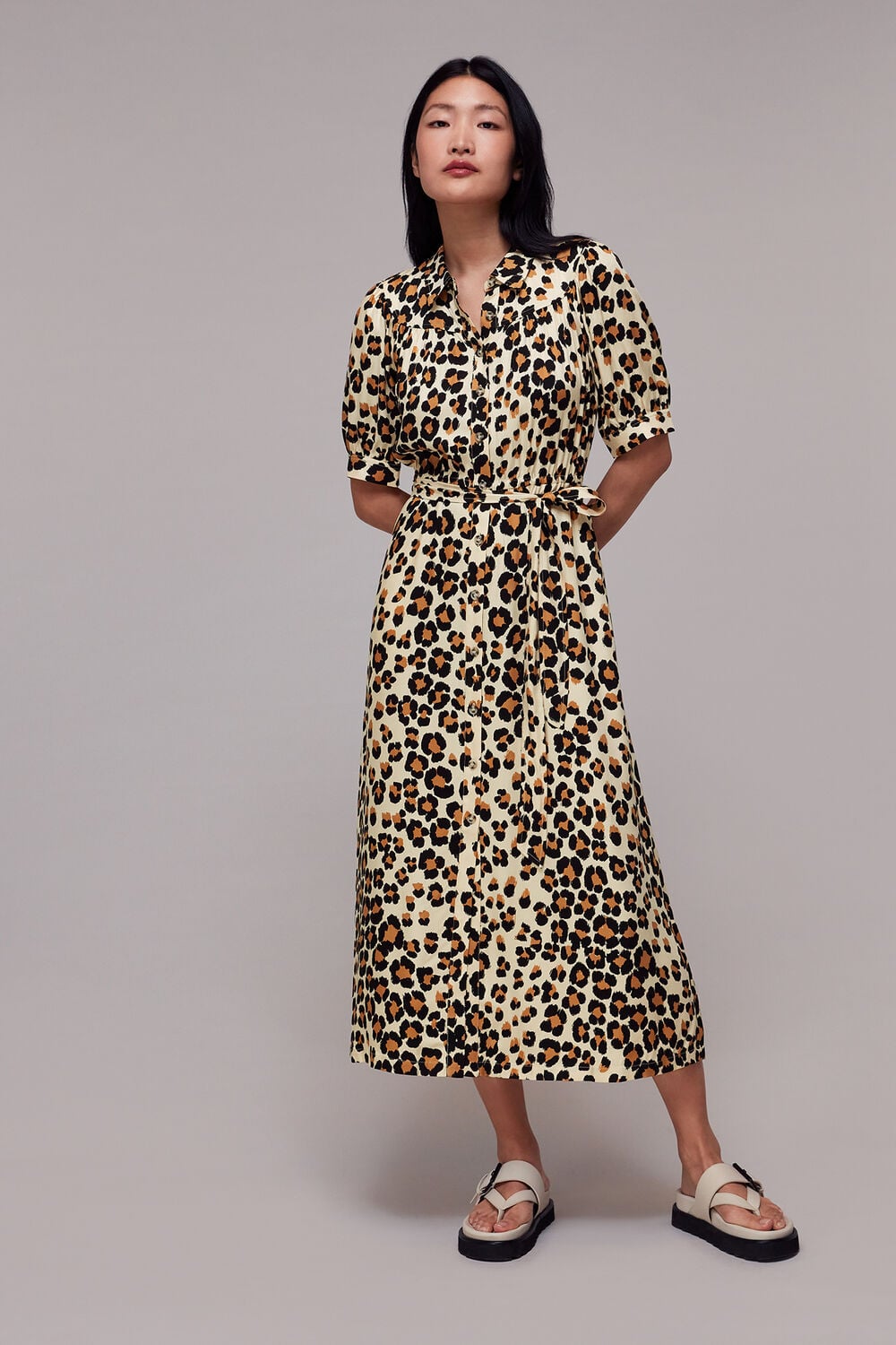 Painted Leopard Shirt Dress