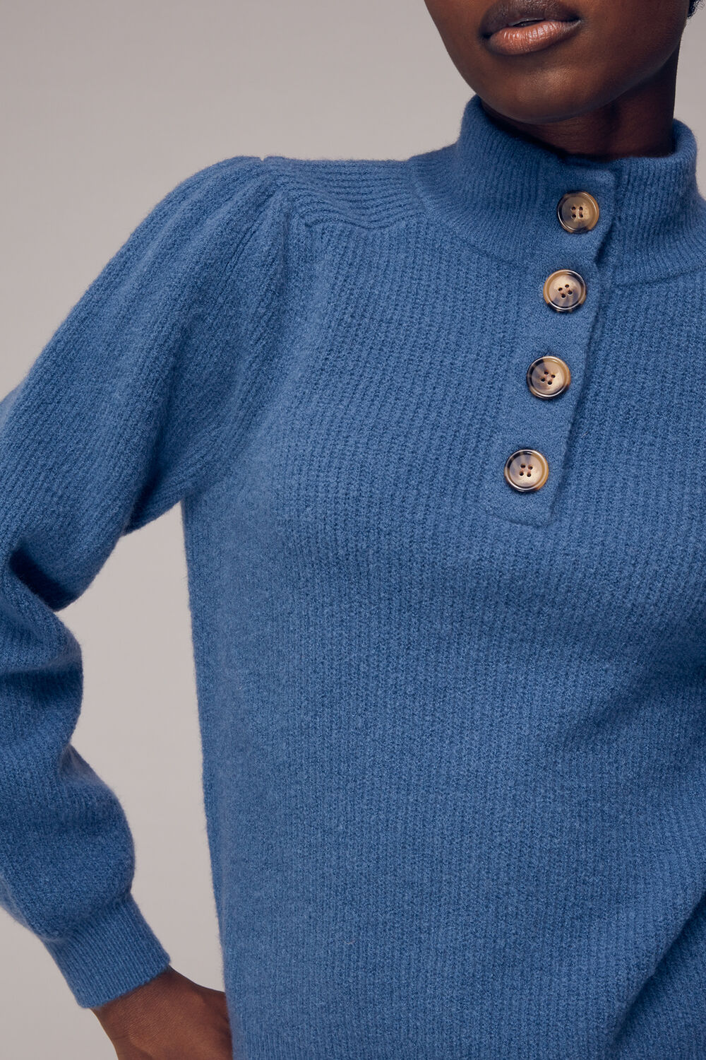 Puff Sleeve Button Sweat