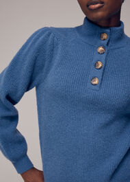 Puff Sleeve Button Sweat