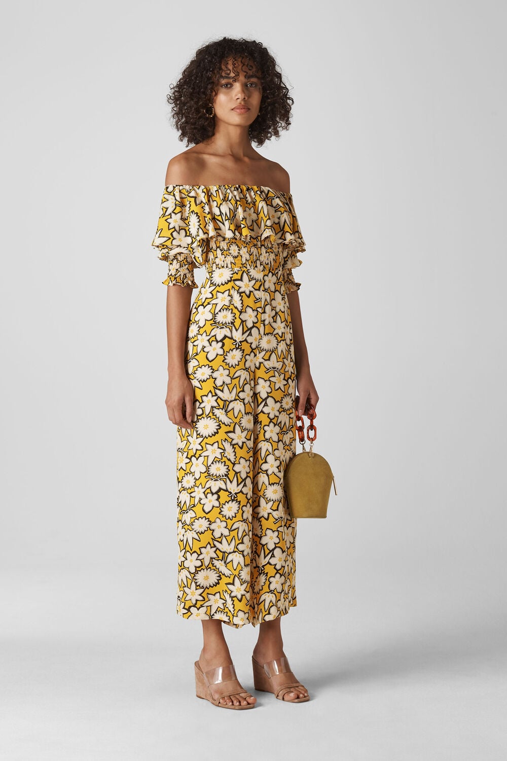 Rhea Print Silk Jumpsuit Yellow/Multi