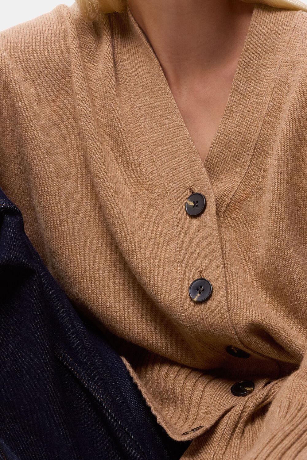 Cashmere Blend Ribbed Cardigan