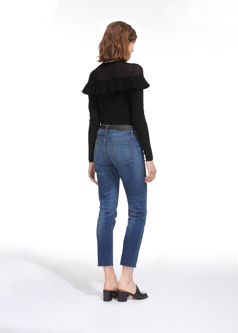 Crop Frill Yoke Sweater Black