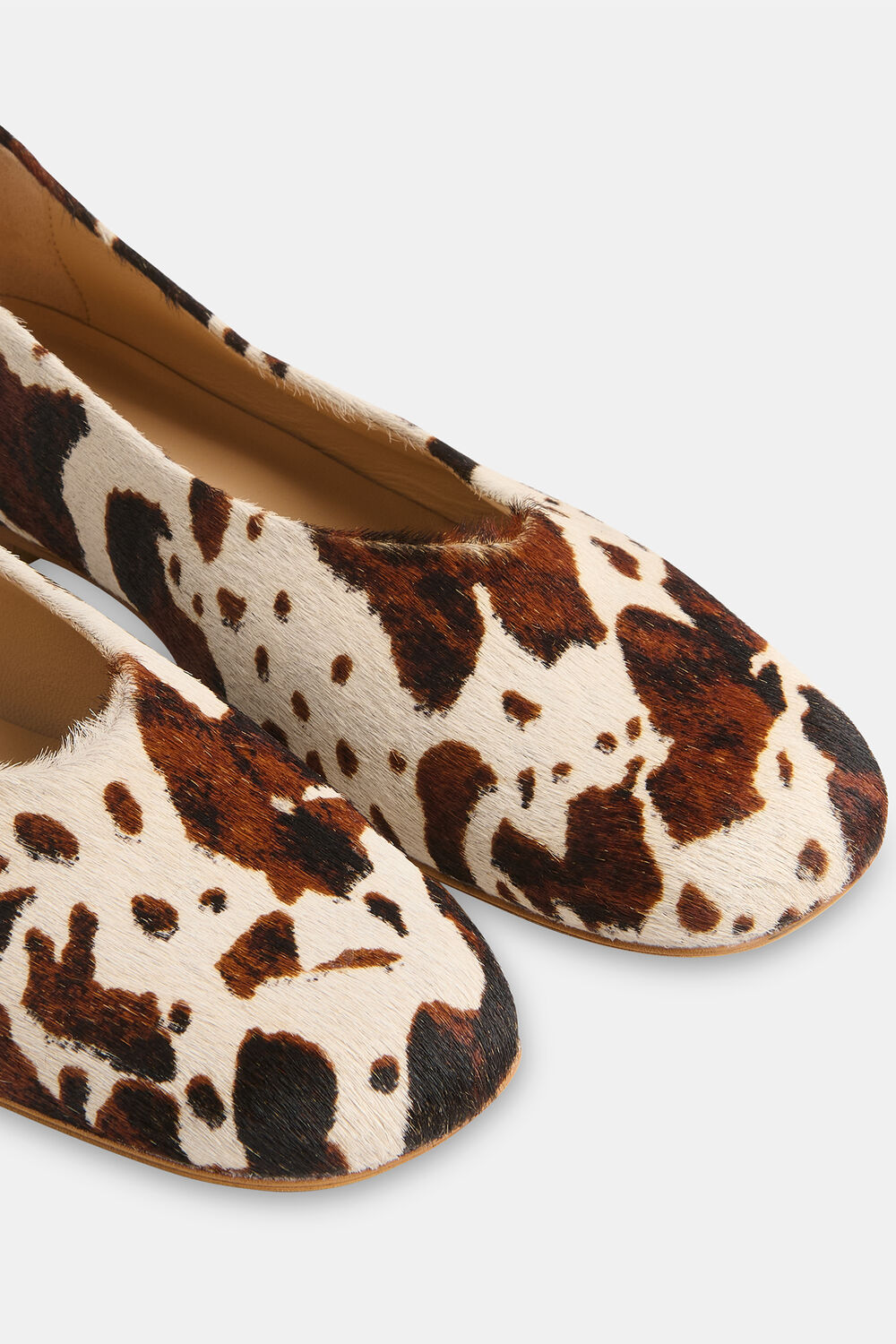 Multicolour Cow Print Hair-On Ballet Pump