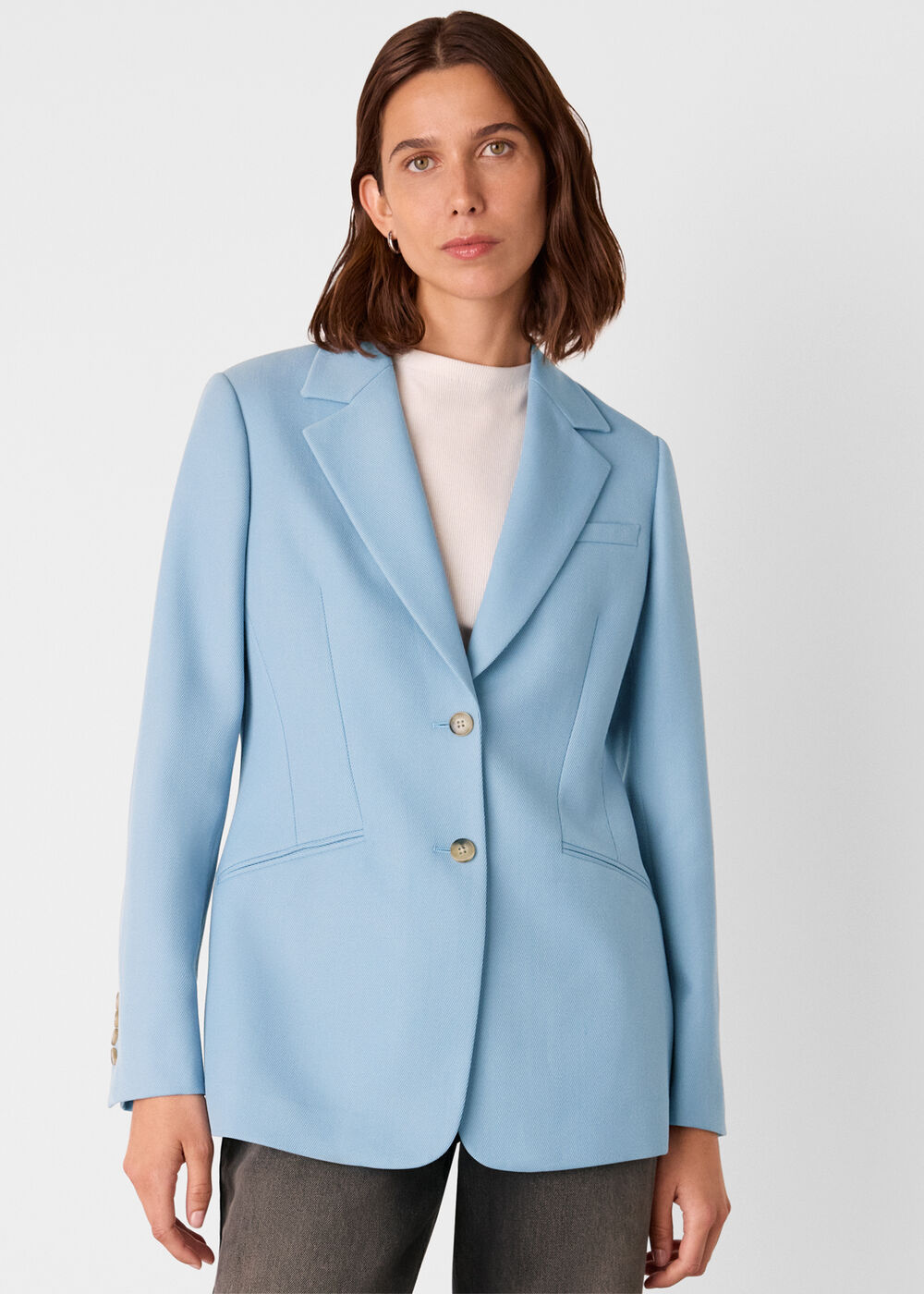 Wool Blend Tailored Blazer