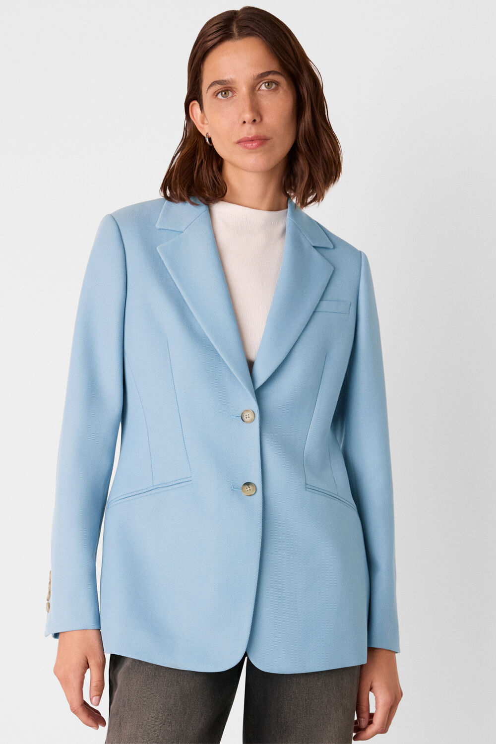 Blue Wool Blend Tailored Blazer