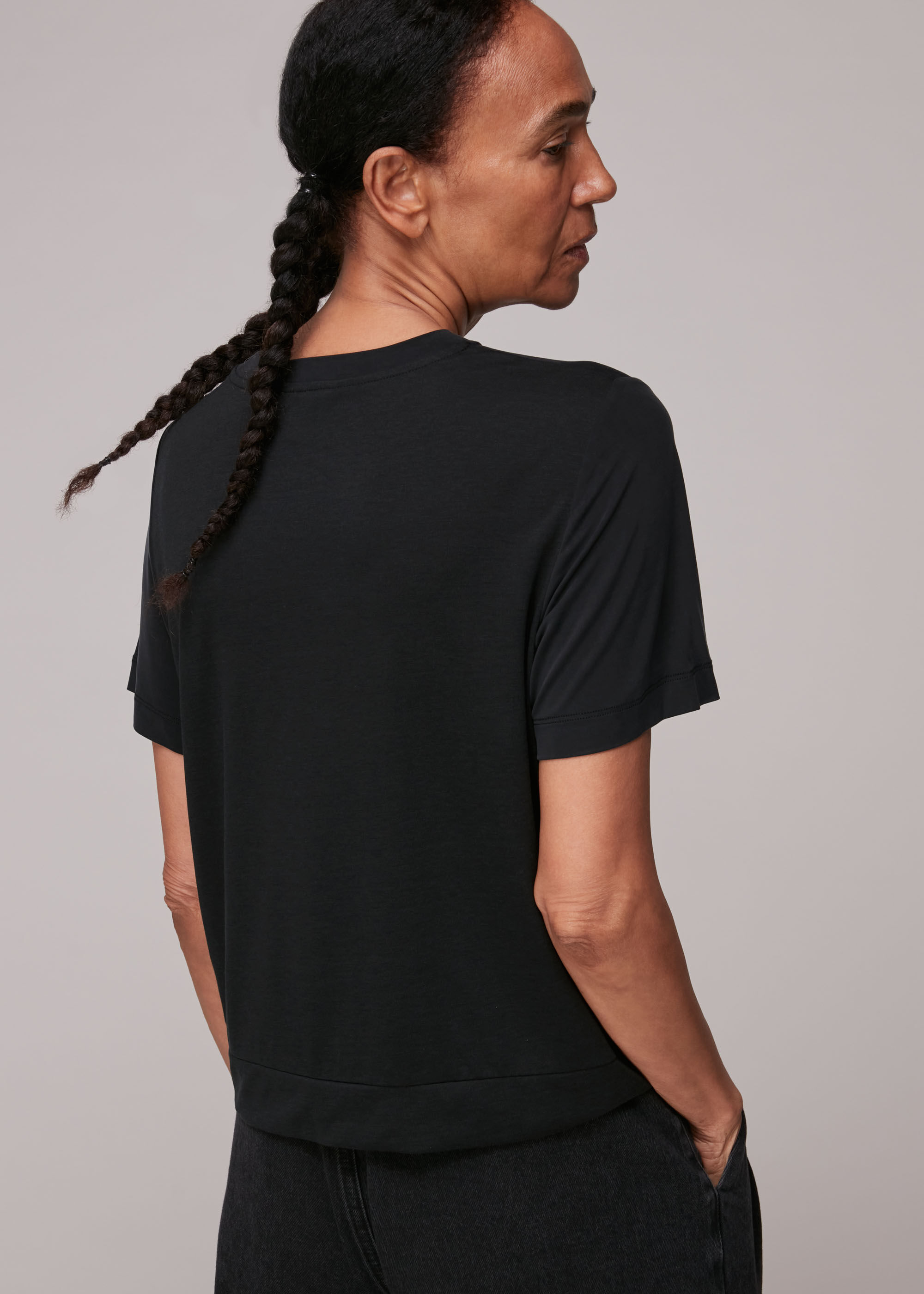 Black Twist Front Cupro Top | WHISTLES | Whistles UK |