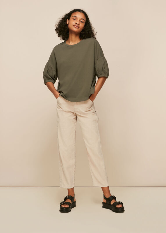Khaki Oversized Sleeve Tee