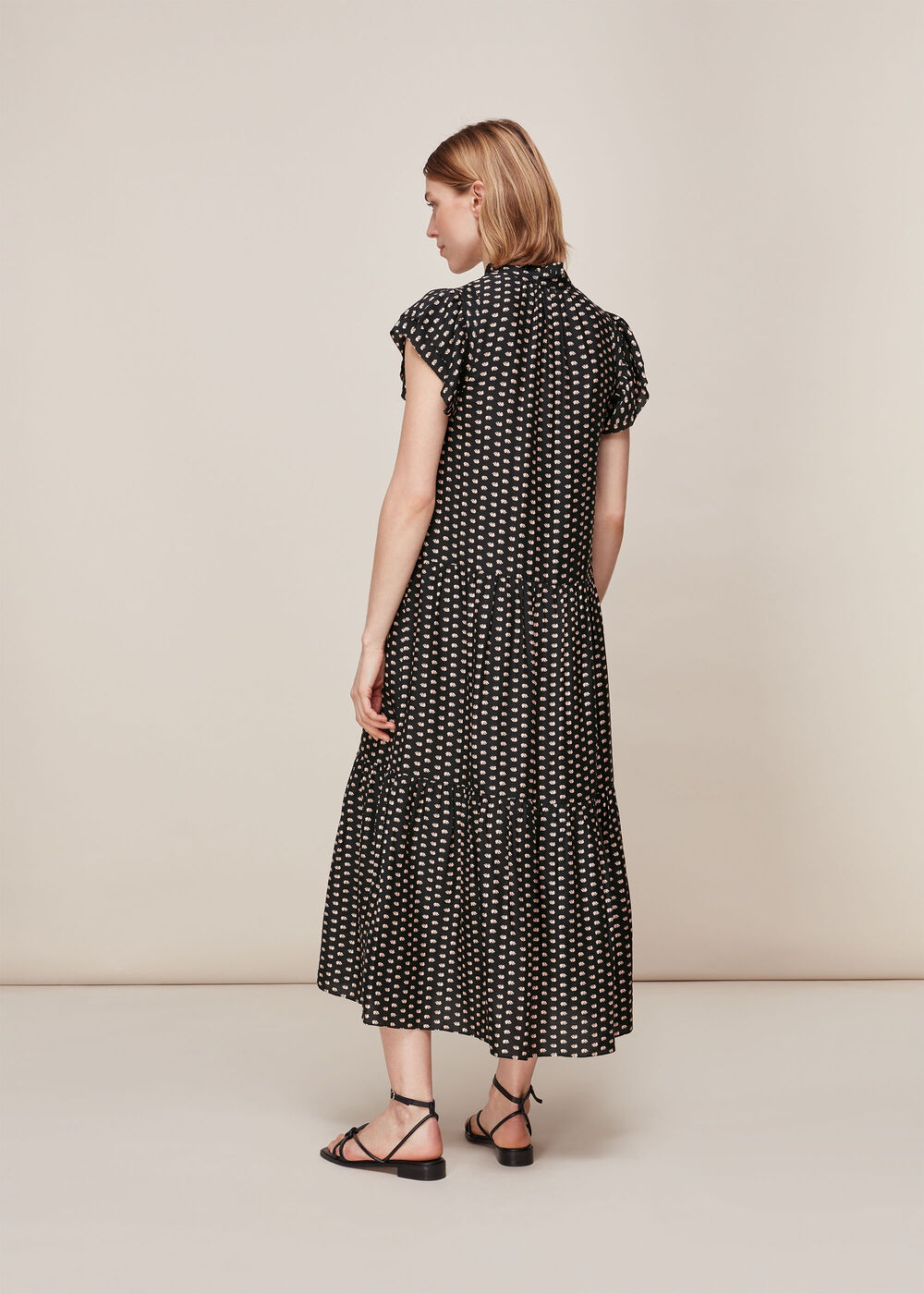Elephant Silk Mix Midi Dress Black/Multi