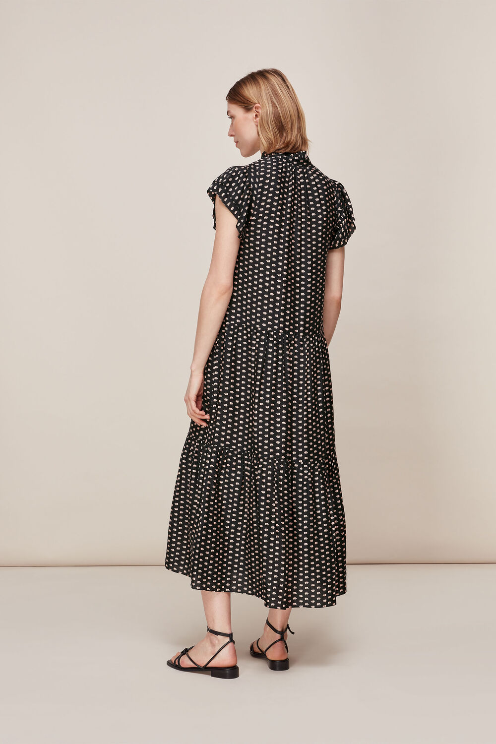 Elephant Silk Mix Midi Dress Black/Multi