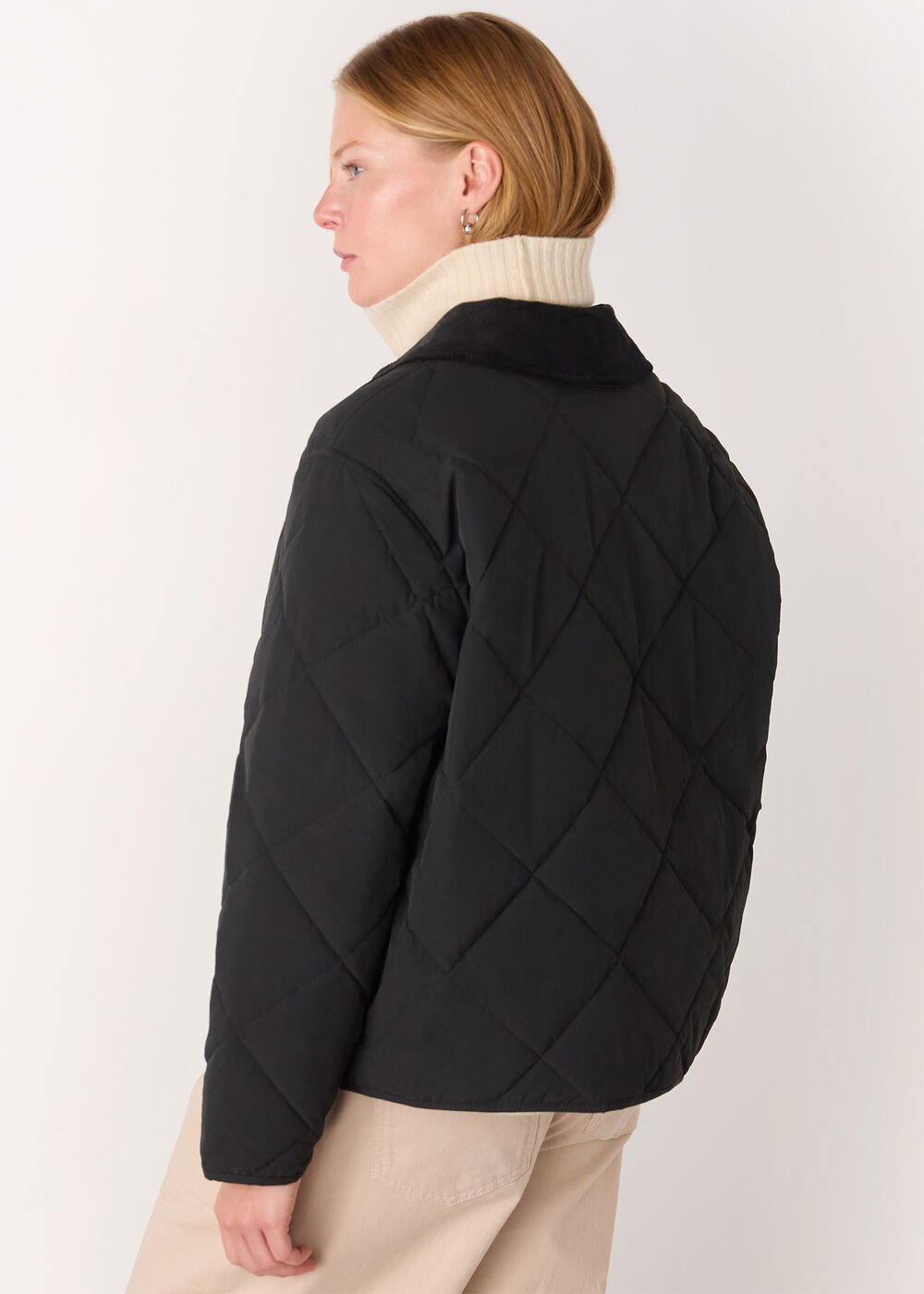 Short Quilted Cord Collar Coat