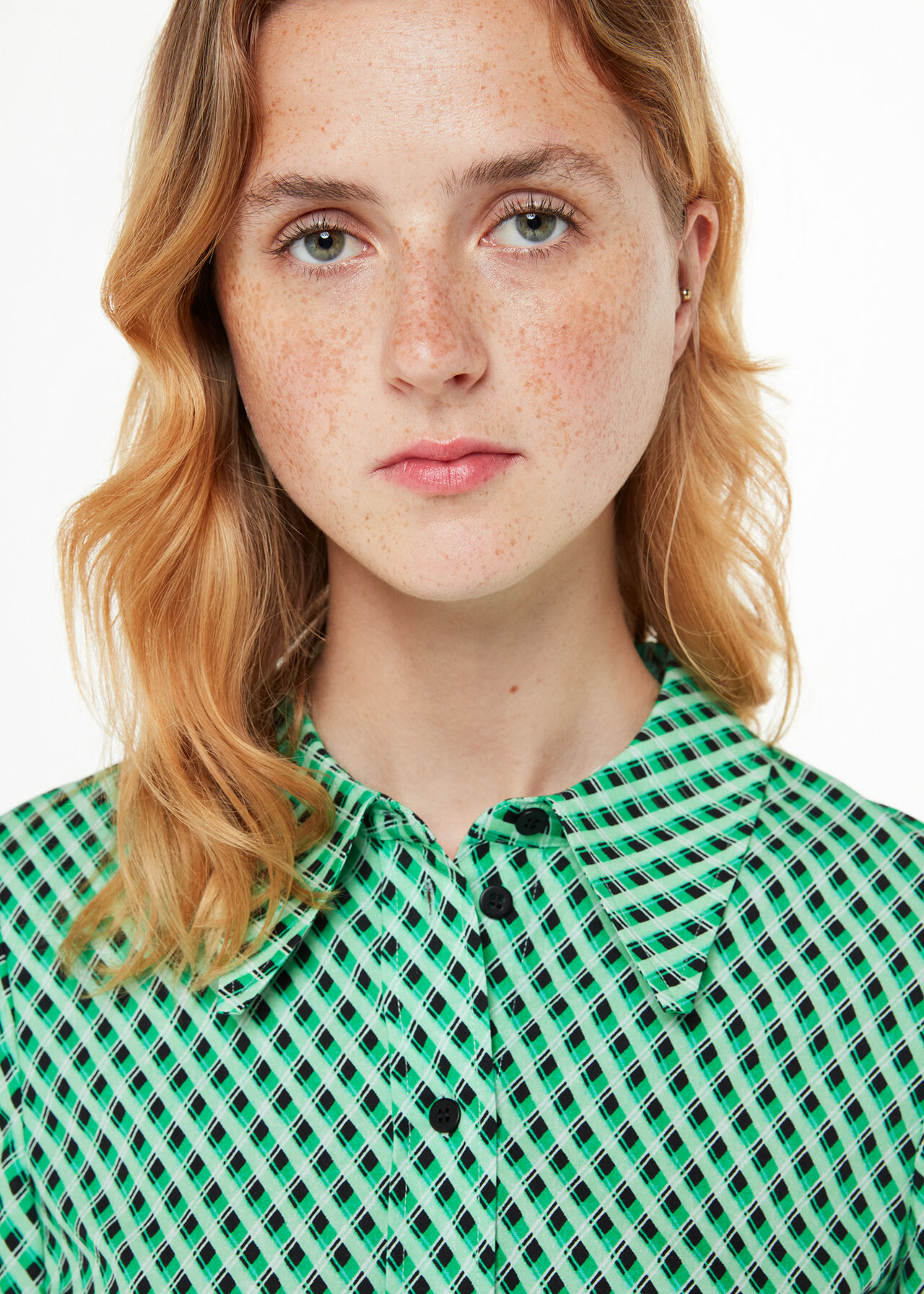 Green/Multi Crosshatch Slim Shirt | WHISTLES