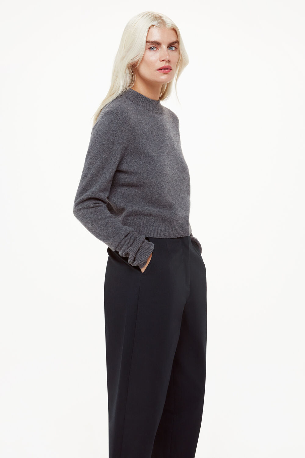 Navy Petite Carla Barrel Cotton Trouser