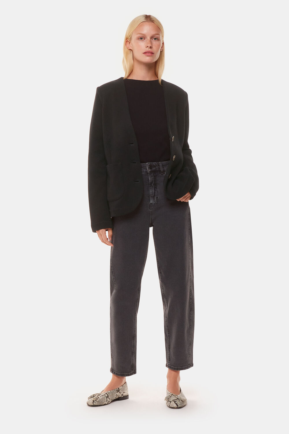 Black Lucy V Neck Jersey Jacket