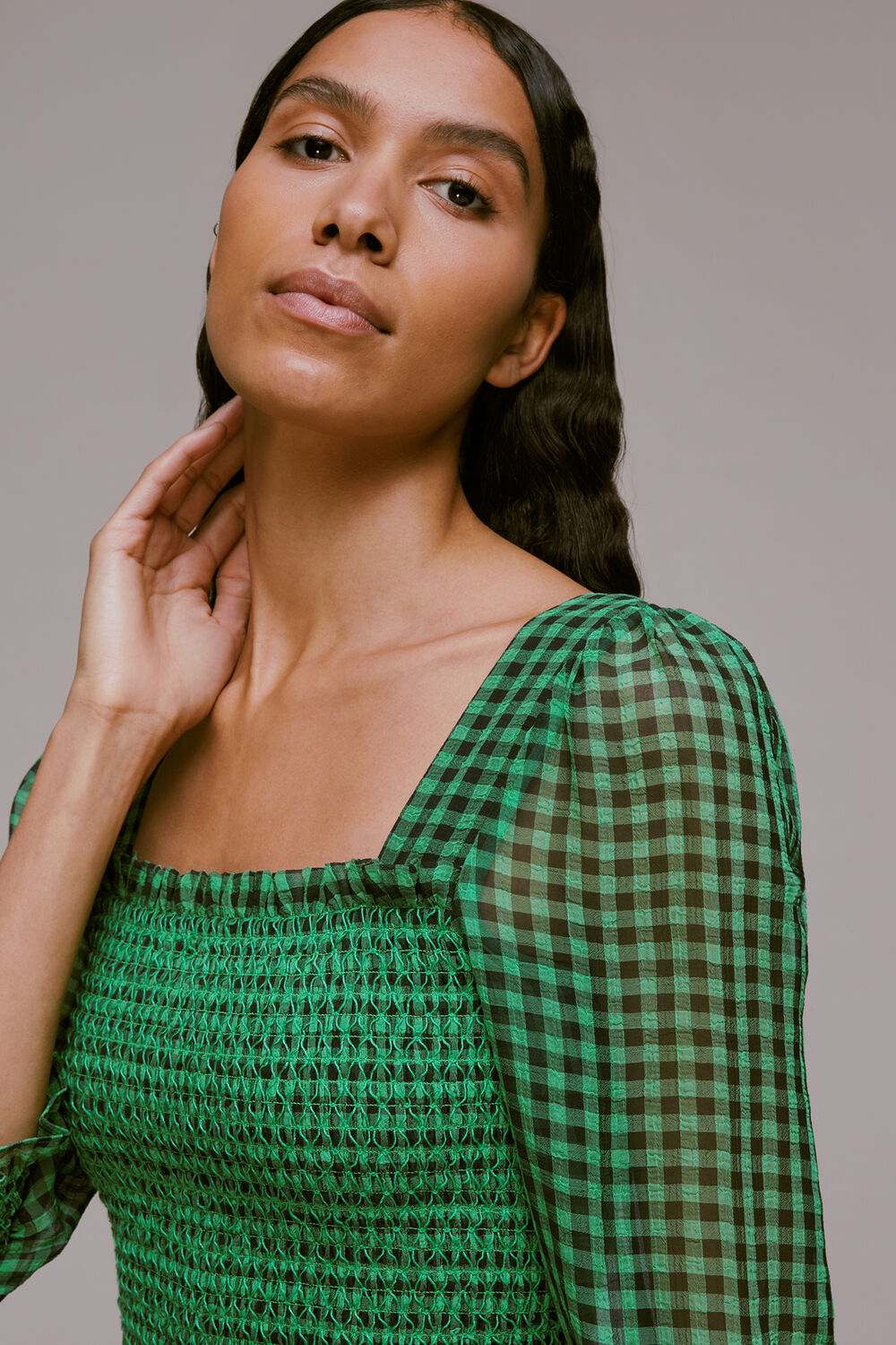 Lottie Gingham Shirred Dress