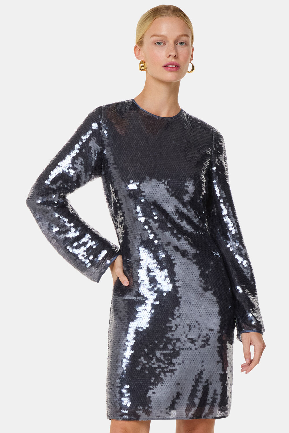 Pewter Sequin Mini Dress