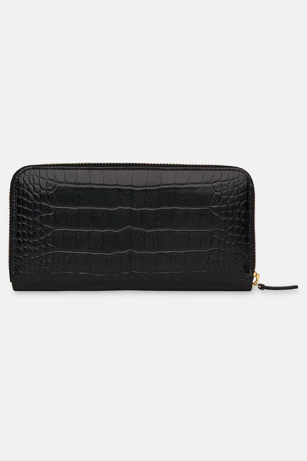 Black Shiny Croc Long Purse
