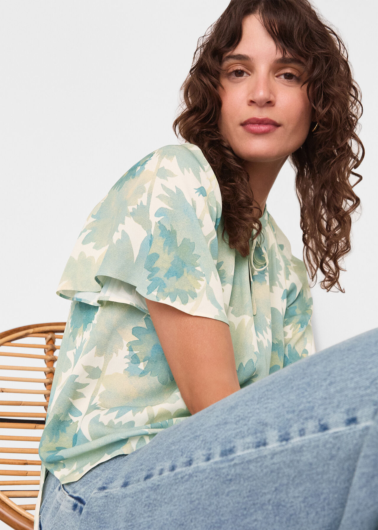 Floral Tie Neck Blouse