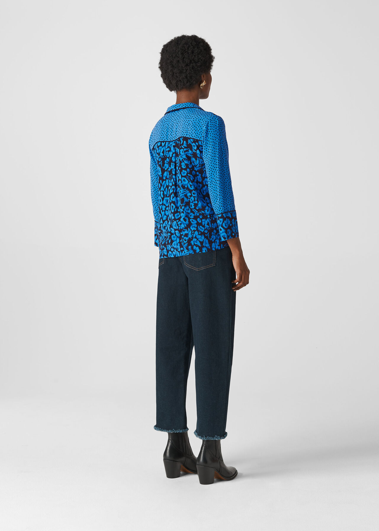 Jungle Cat Print Pyjama Shirt Blue/Multi