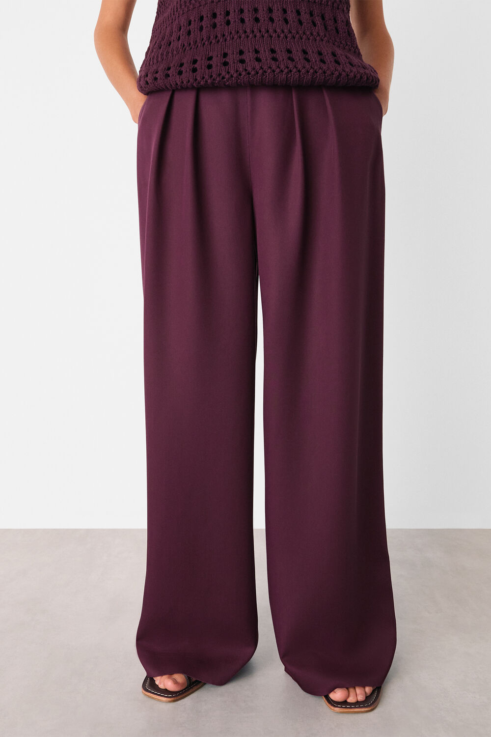 Plum Pleat Front Relaxed Trouser