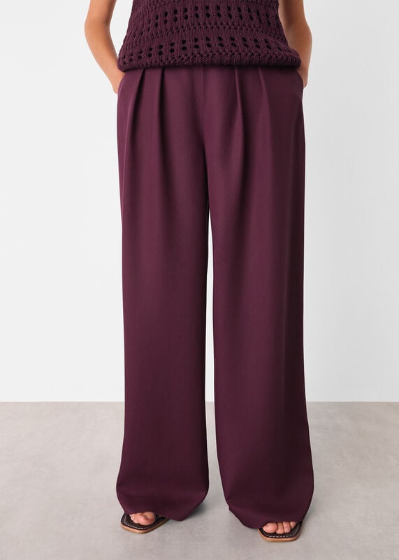 Plum Pleat Front Relaxed Trouser