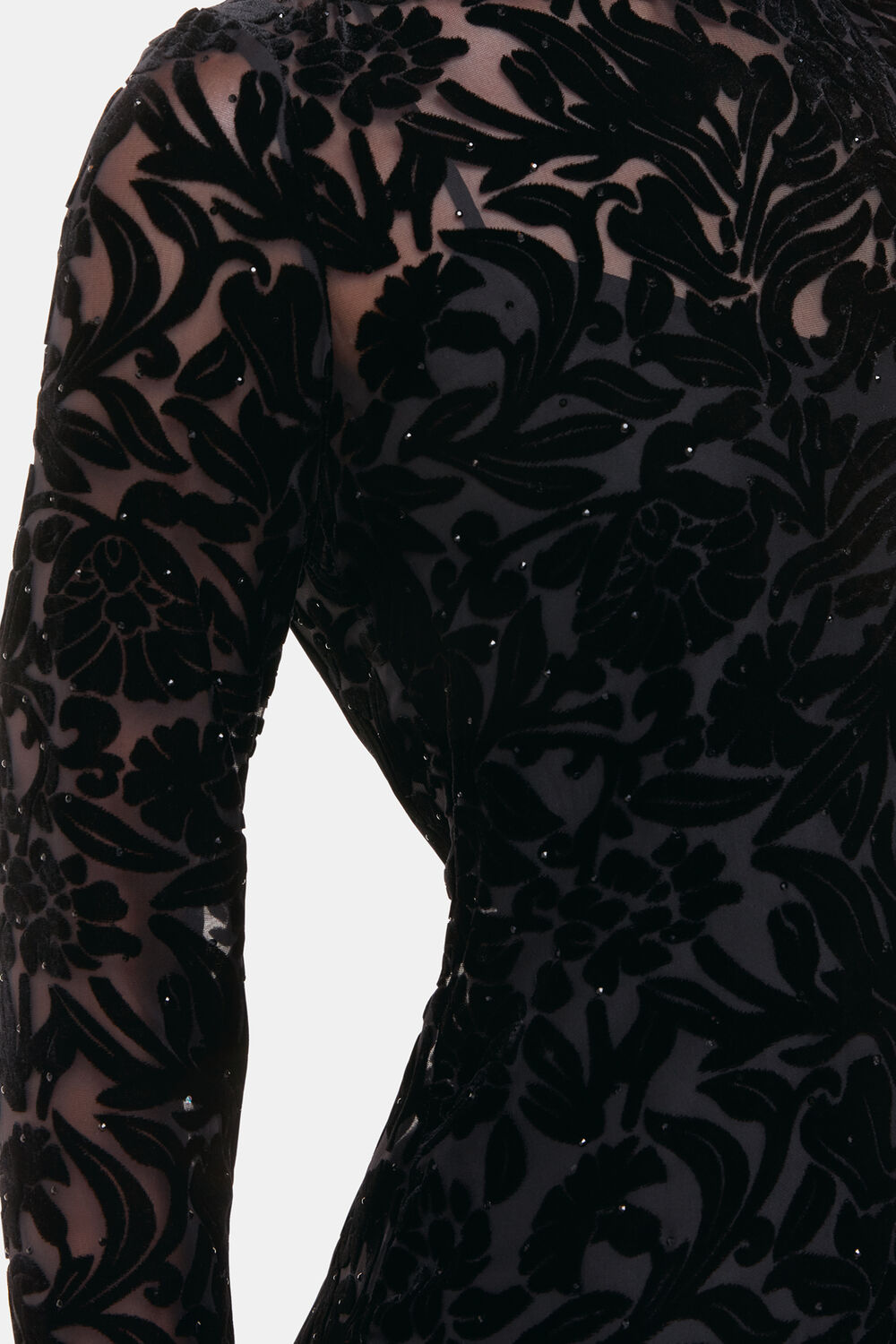 Black Hot Fix Floral Velvet Dress