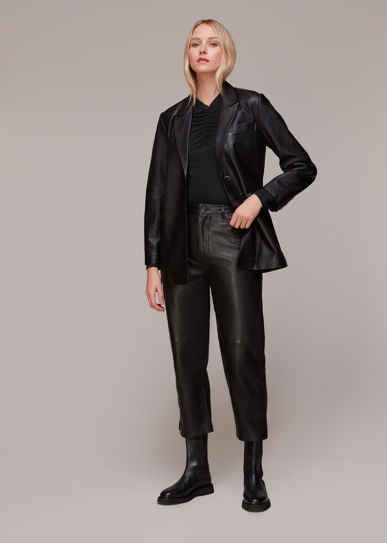 Ruched Zip Neck Top