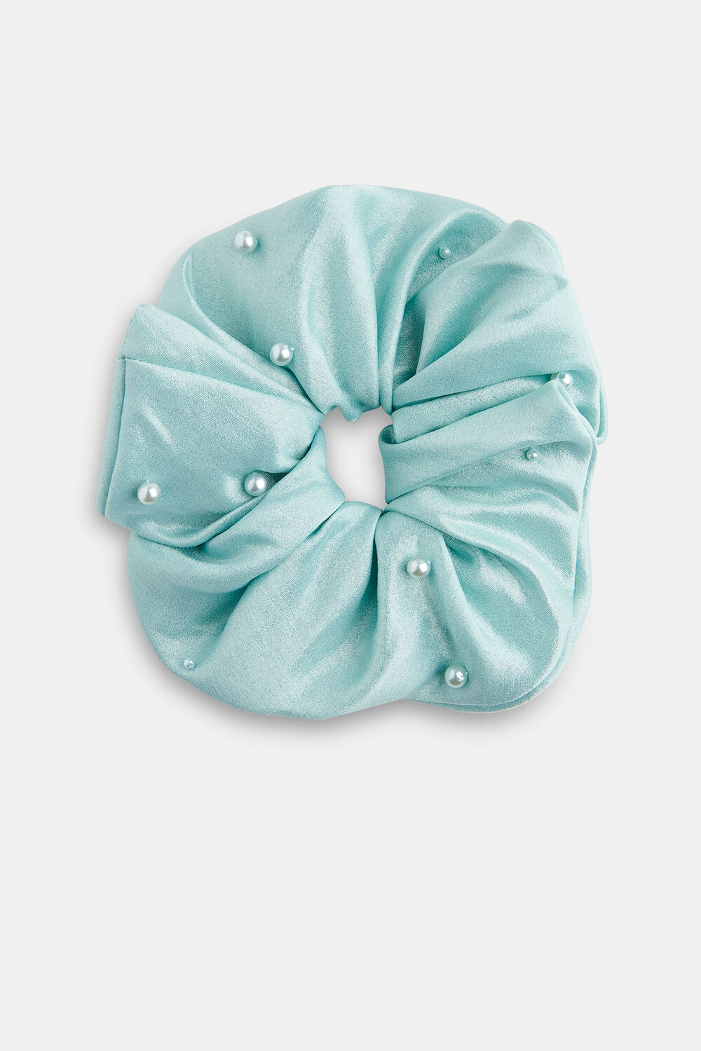 Pale Blue Large Beaded Scrunchie