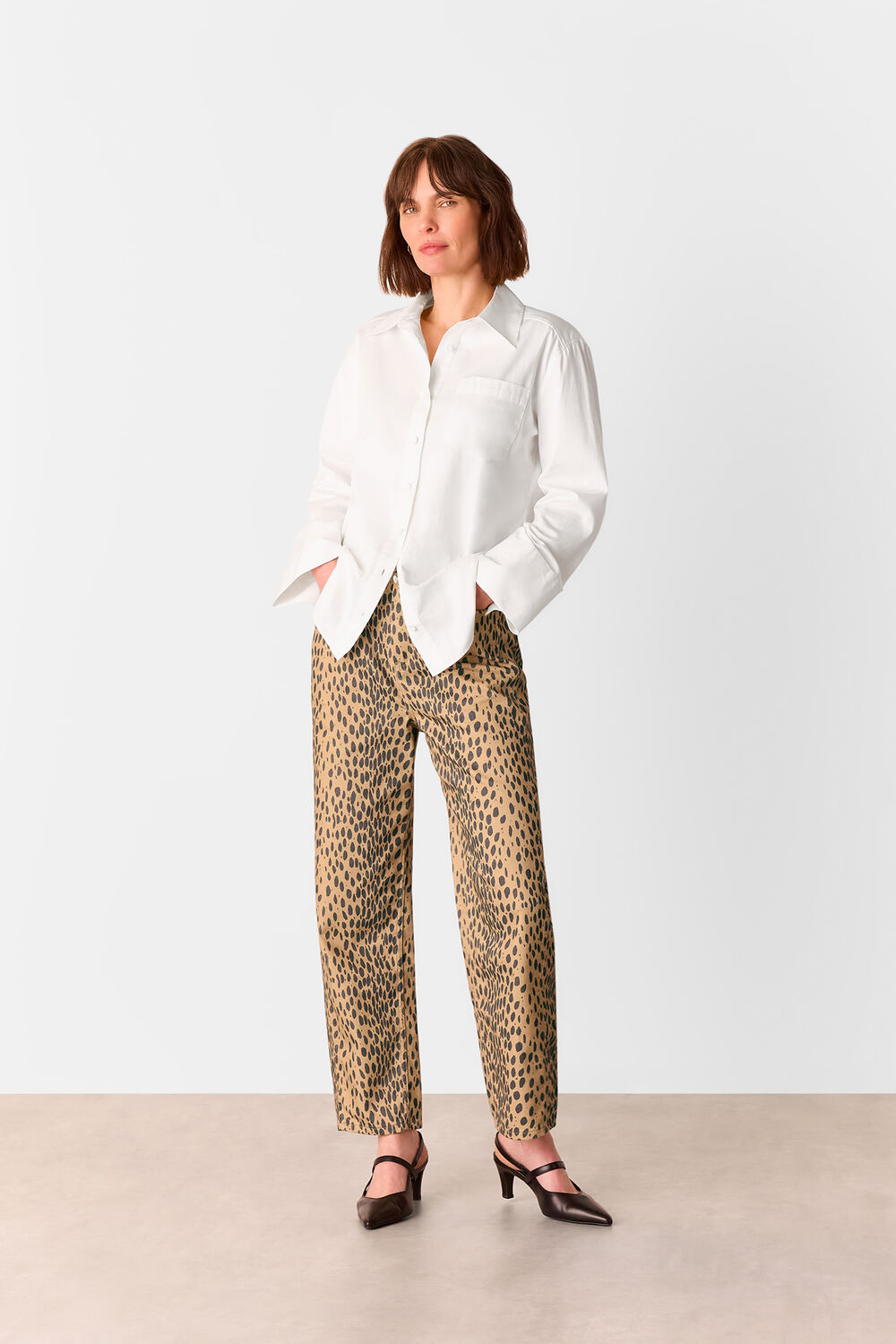 Animal Spot Barrel Leg Jean