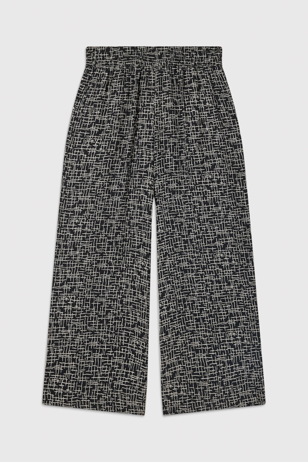 Black Woven Grid Crop Trouser