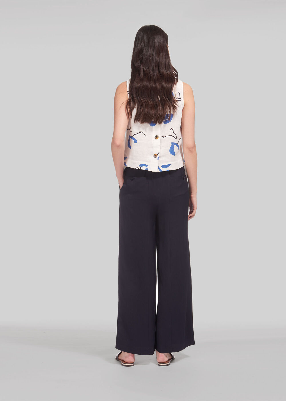 Wide Leg Pocket Trouser Navy