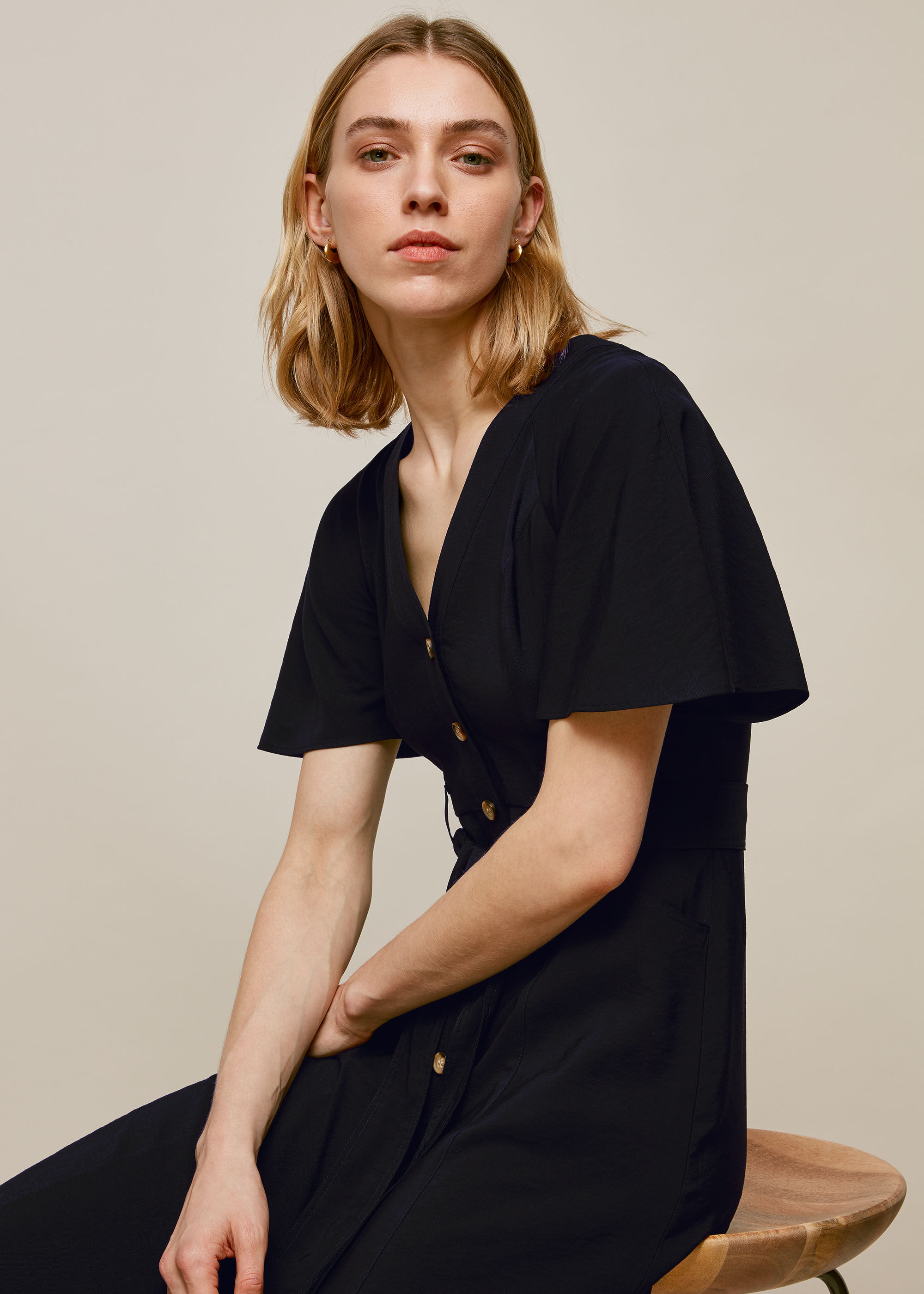 Black frill sleeve shop dress
