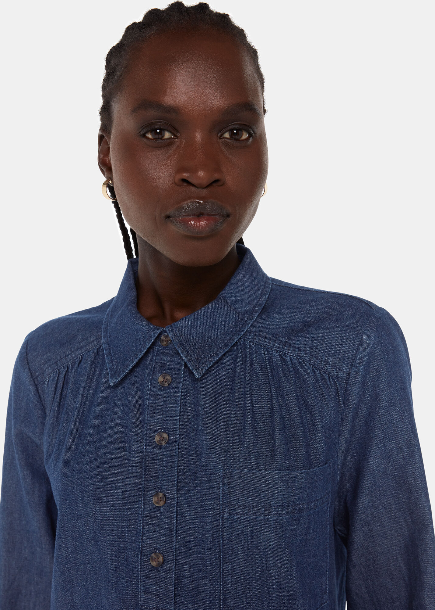 Dark Denim Winnie Chambray Denim Dress WHISTLES
