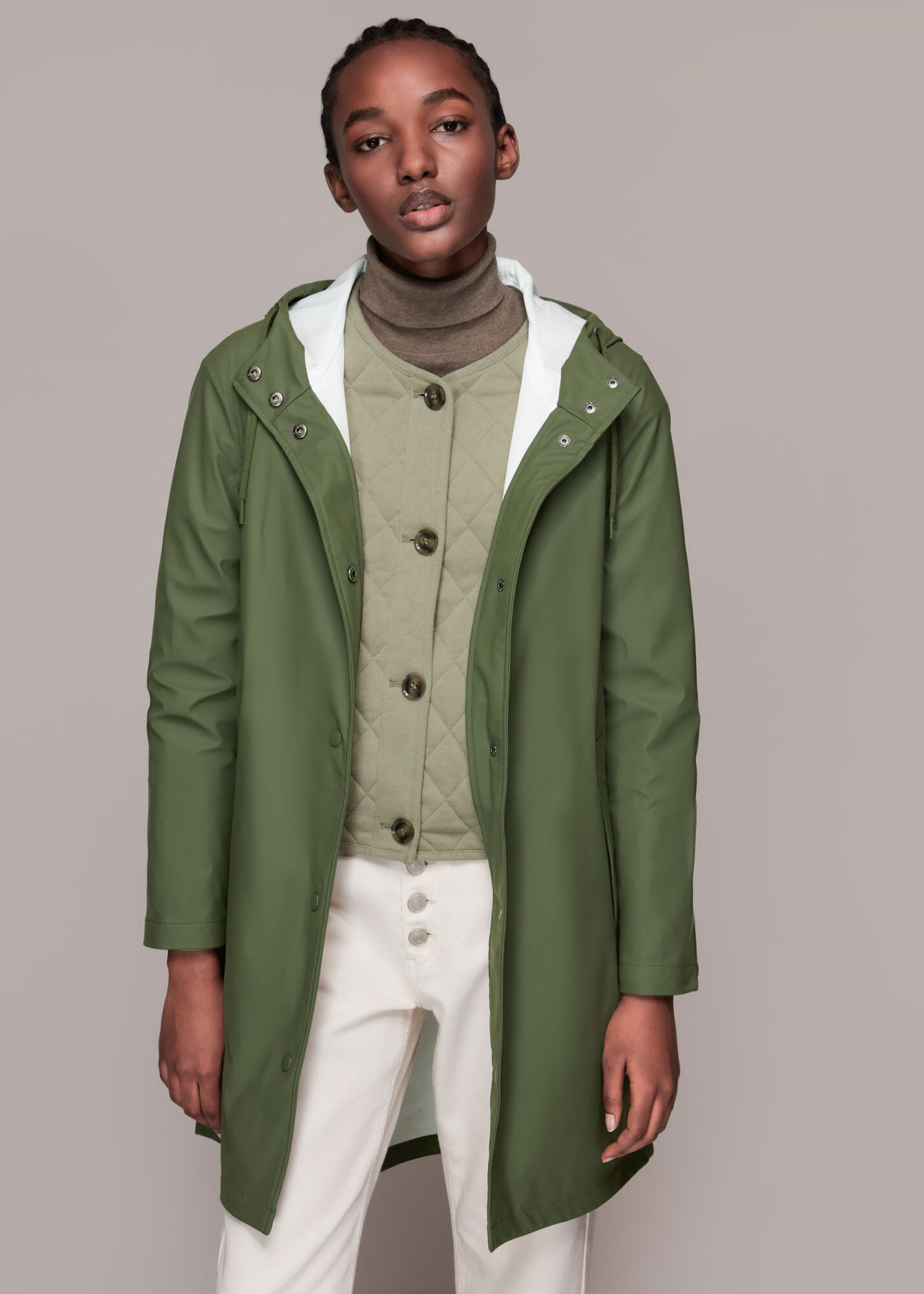 Khaki Water Resistant Mac WHISTLES
