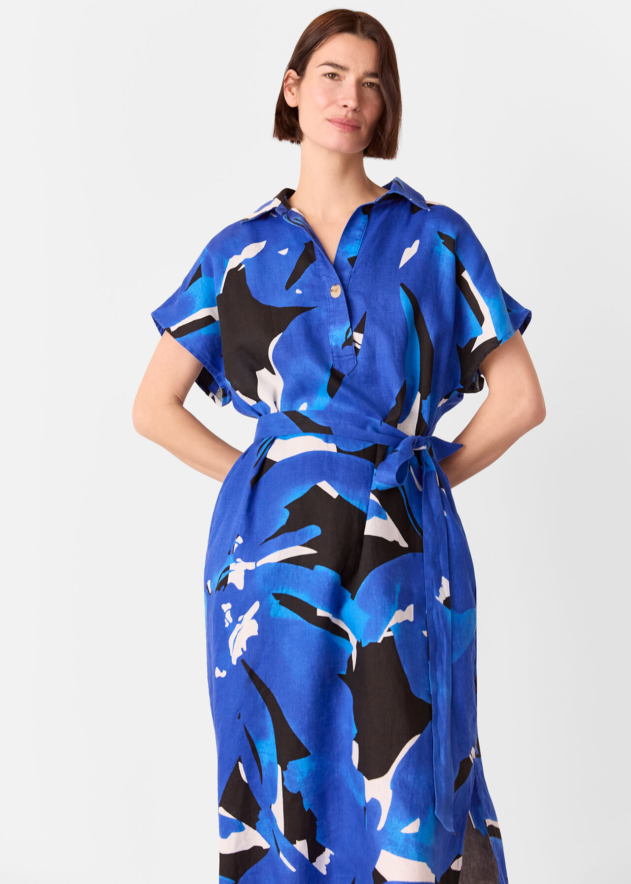 Abstract Blooms Linen Dress