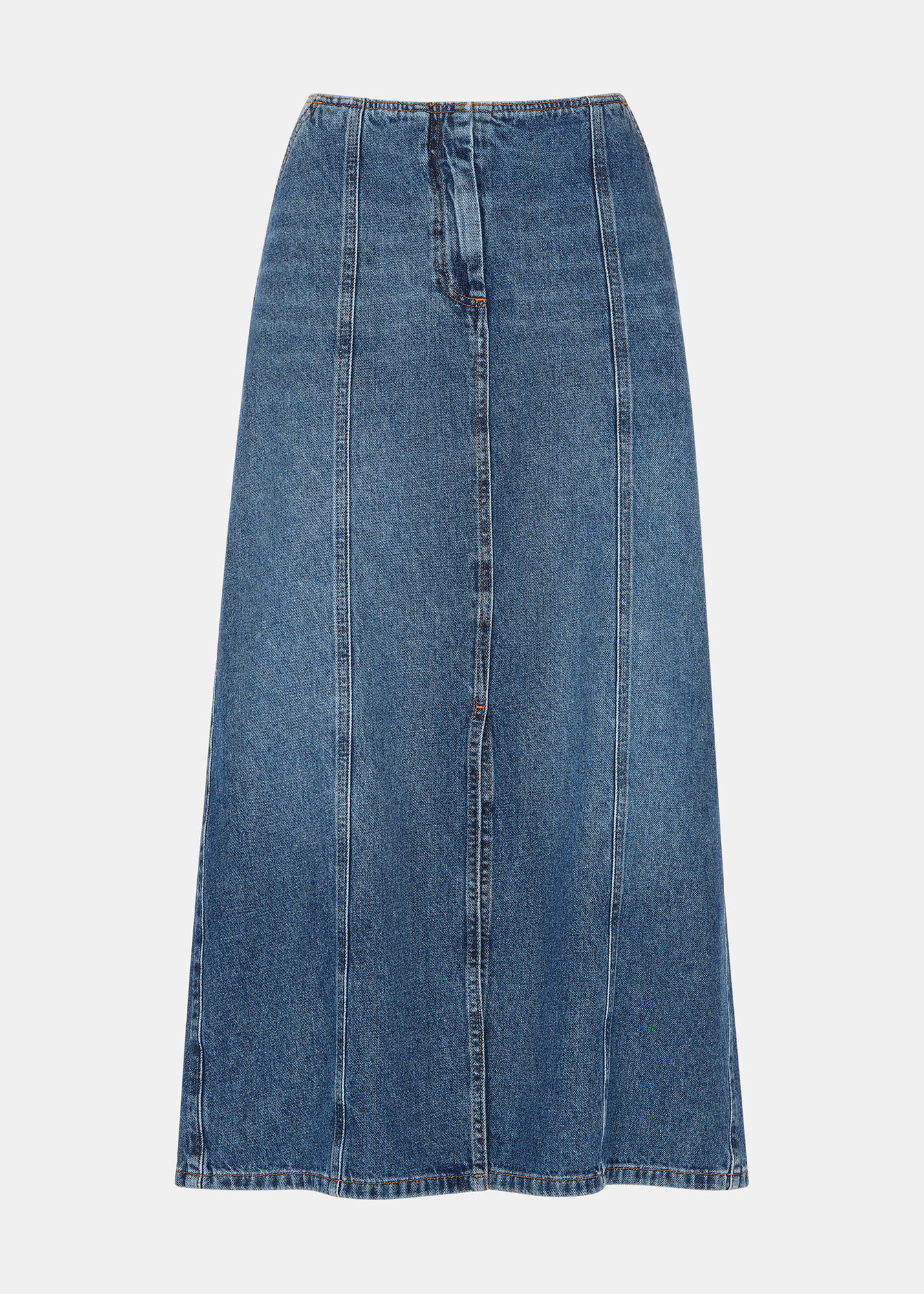 Patchwork Denim Midi Skirt