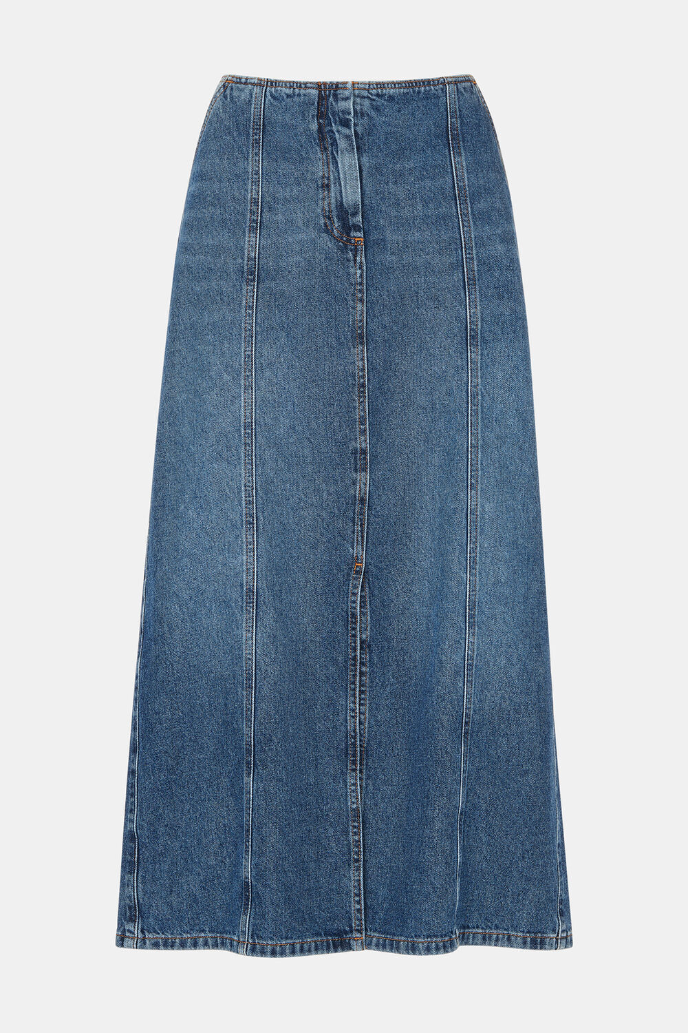 Patchwork Denim Midi Skirt