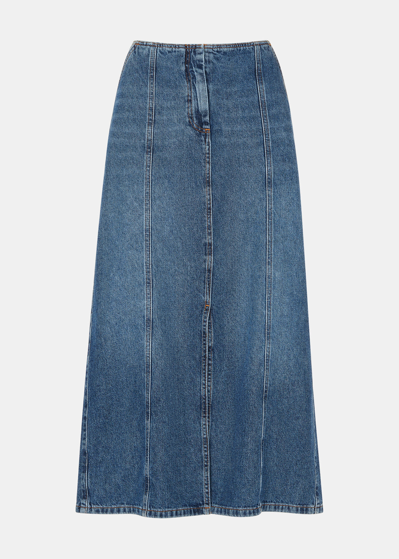 Patchwork Denim Midi Skirt
