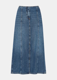 Patchwork Denim Midi Skirt