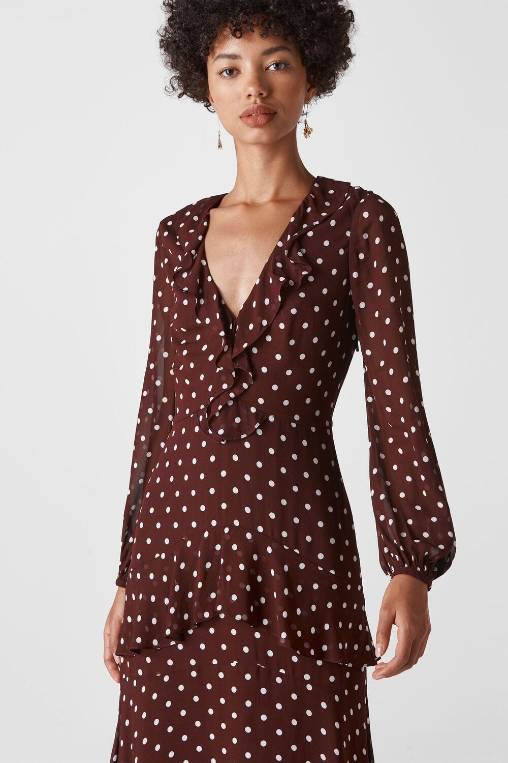 Desiree Spot Frill Maxi Dress