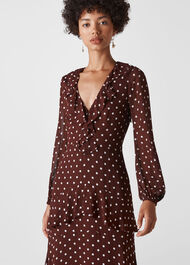 Desiree Spot Frill Maxi Dress