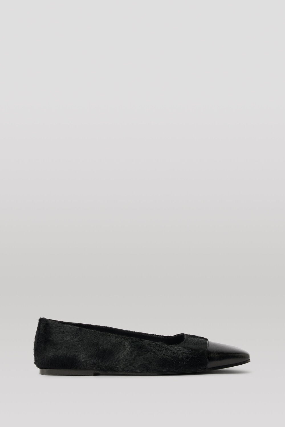 Black Hair-On Leather Ballet Pump