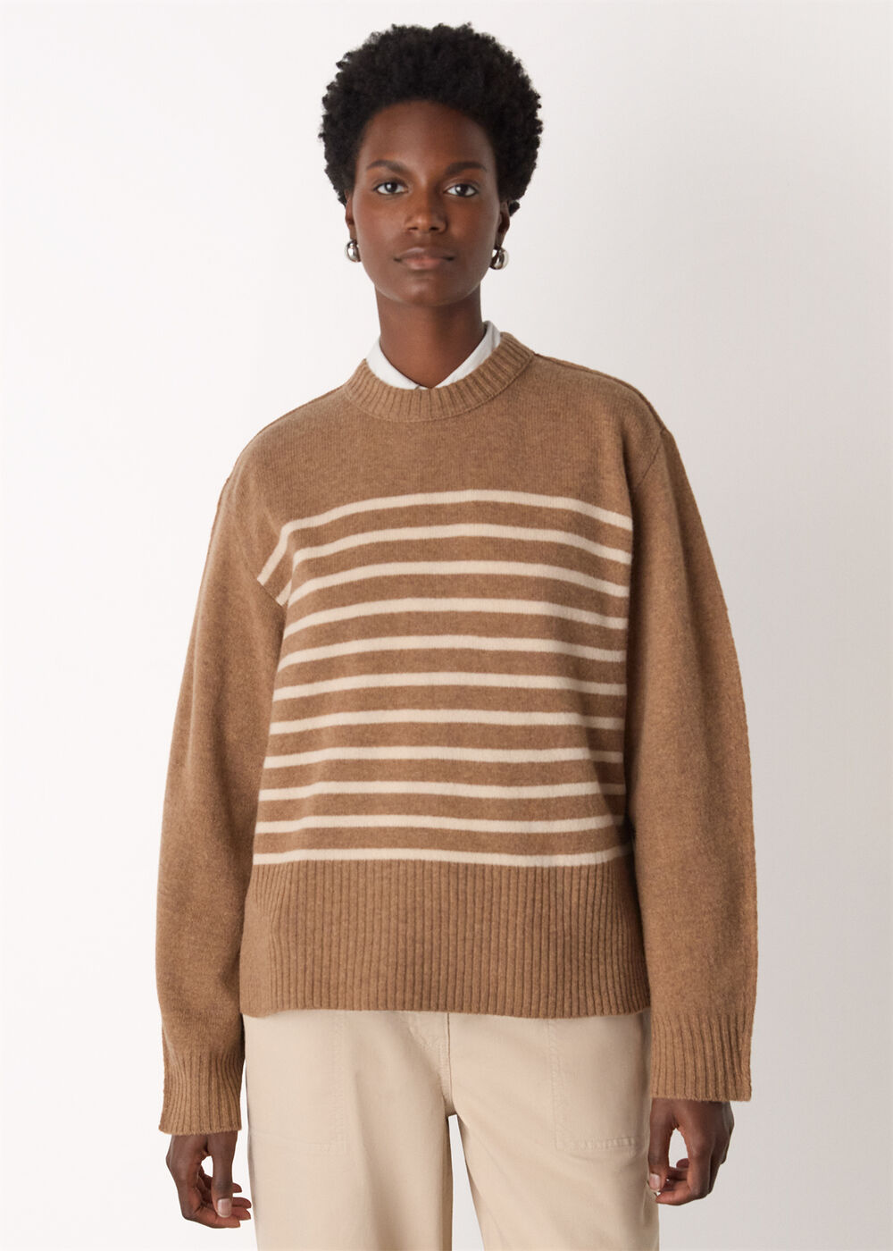 Wool Stripe Crew Neck Knit