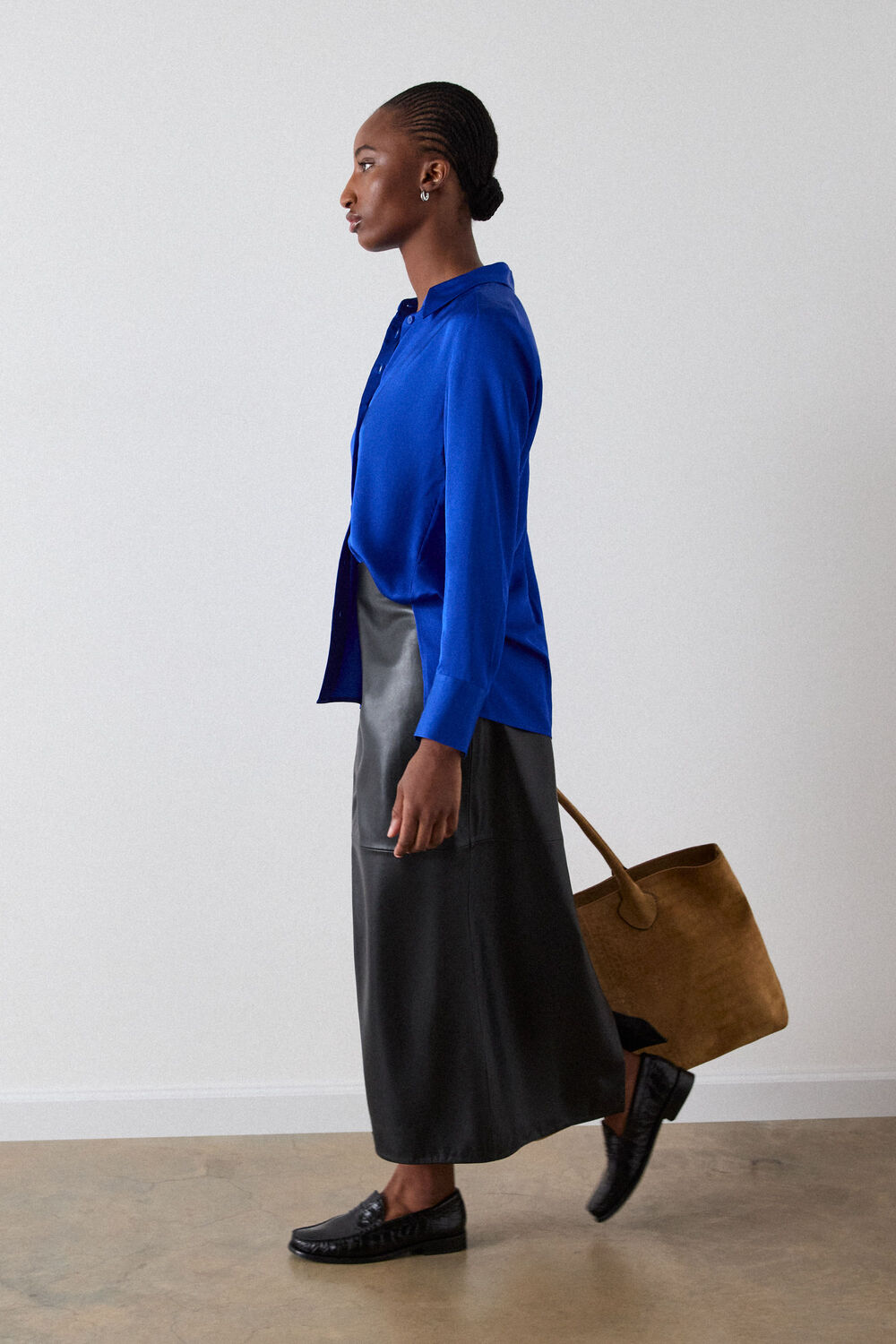 Satin Viscose Collared Shirt