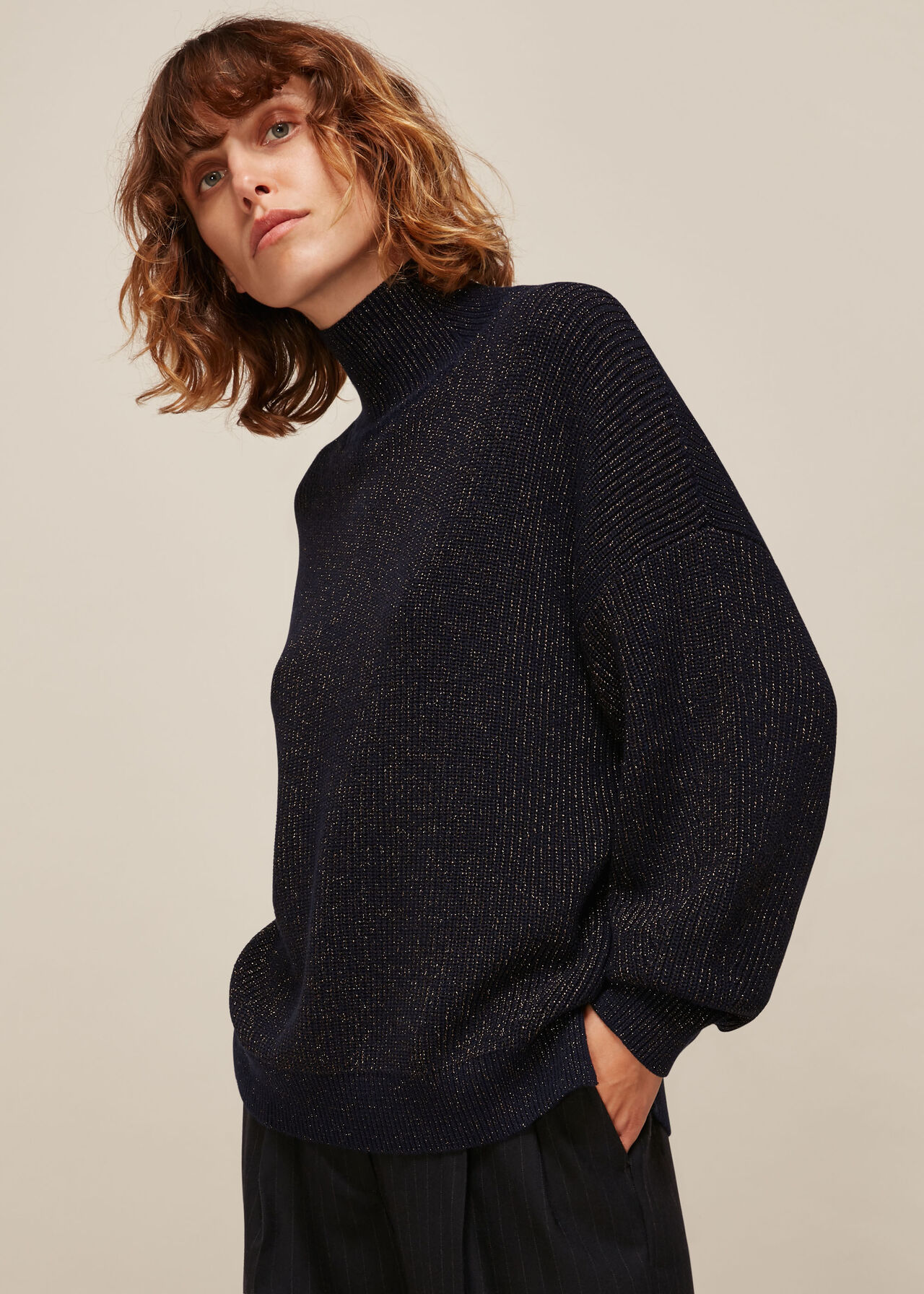 Navy/Multi Chunky Sparkle Knit | WHISTLES